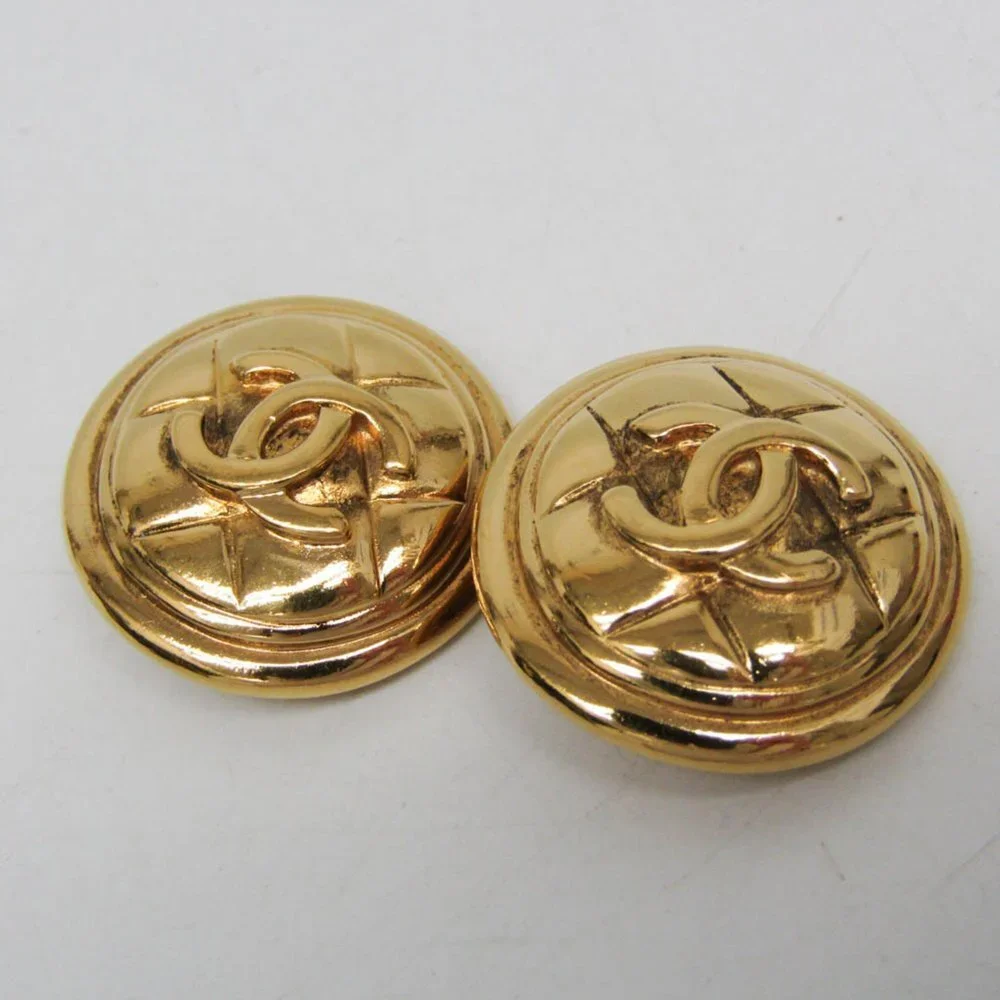 CHANEL Vintage Gold Logo Earrings